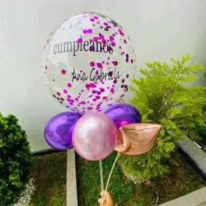 bouquette de globos personalizado con papelillo